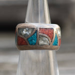 Vintage Sterling Multistone Inlay Band 4.5