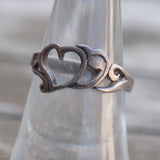 Vintage Sterling Silver Heart Band 6.75