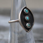 Vintage Sterling 3-Stone Turquoise Ring 5.25