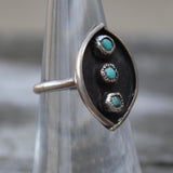 Vintage Sterling 3-Stone Turquoise Ring 5.25
