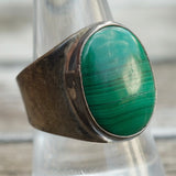 Vintage Sterling Malachite Cigar Band Ring 9.5