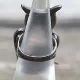 Vintage Sterling Inlay Owl Ring 5.75