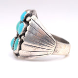 Vintage Sterling Turquoise Cluster Ring 10.5