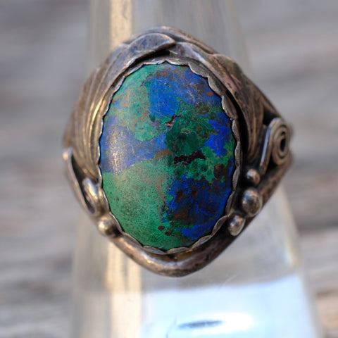 Vintage Sterling Azurite Ring 10.25