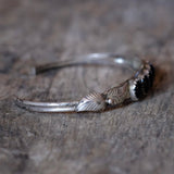 Vintage Sterling 5-Stone Onyx Feather Cuff 6.5"