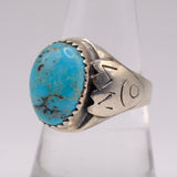 Vintage Sterling Turquoise Stamped Band Ring 8.25