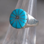Vintage Sterling Turquoise Inlay Pinwheel Ring 6