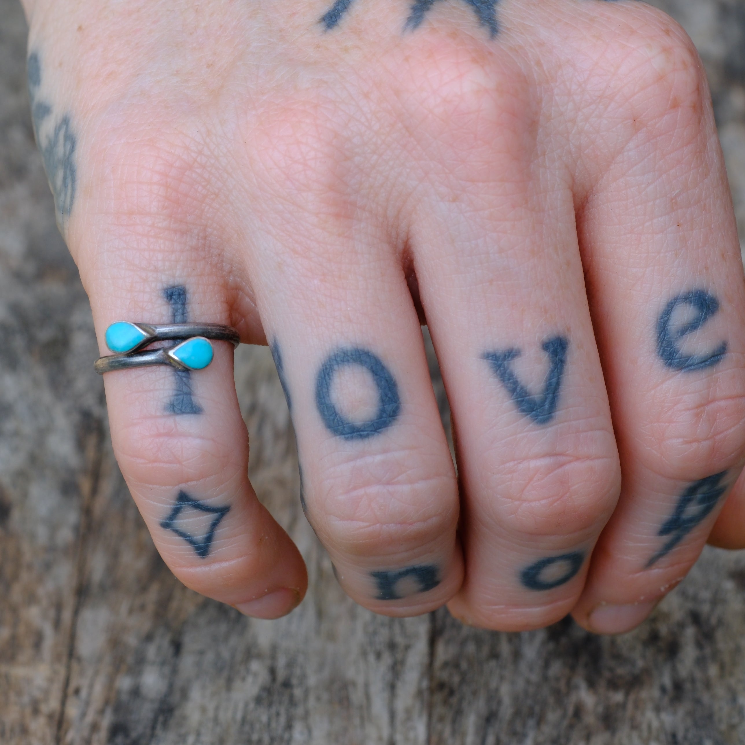 Vintage Sterling Turquoise Overpass Ring 5