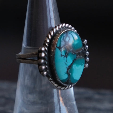 Vintage Sterling Old Pawn Turquoise Ring 5.5