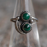 Vintage Sterling 2-Stone Malachite Ring 6