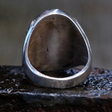 Vintage Sterling Malachite Ribbed Band Ring 11