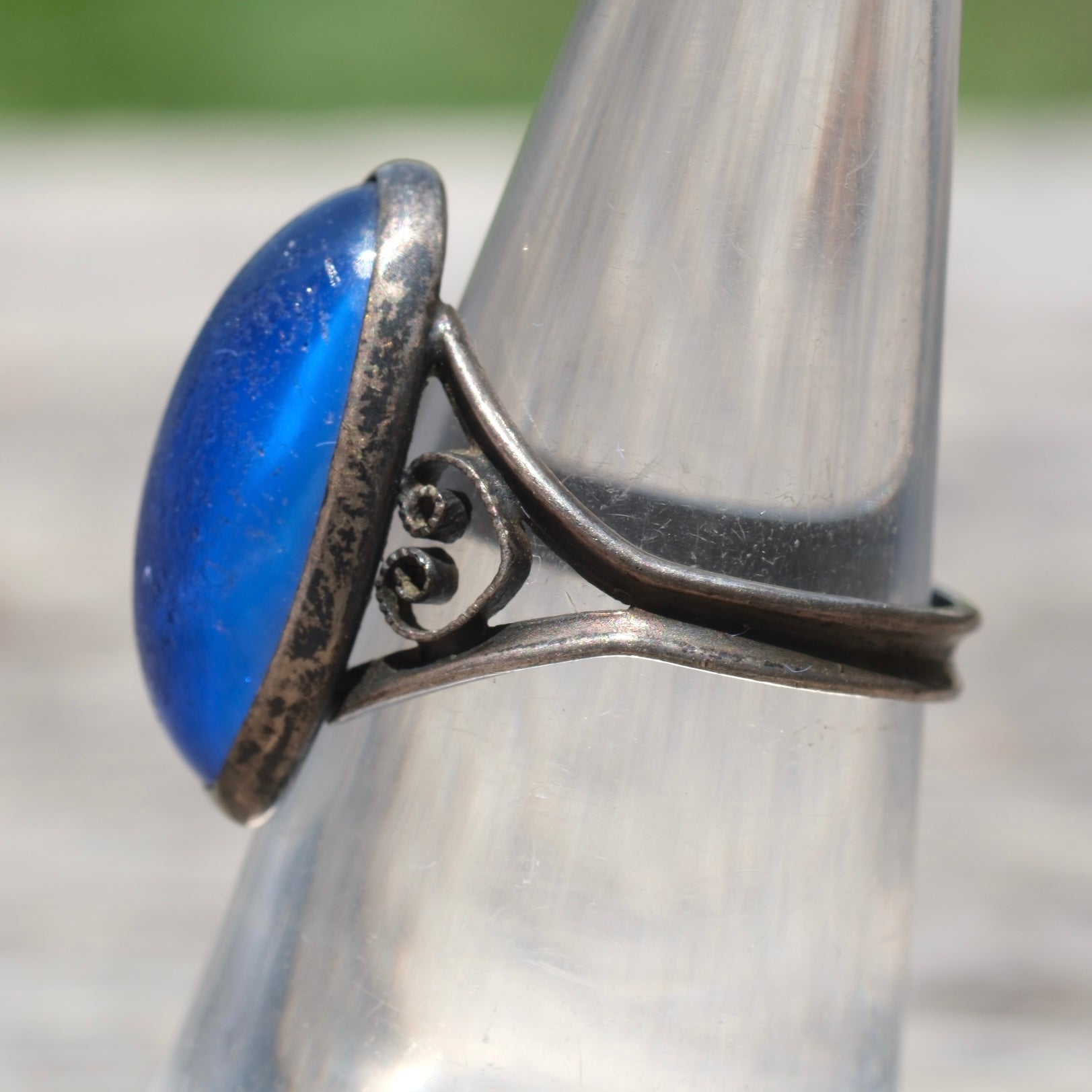 Vintage Sterling Blue Stone Ring 5.5