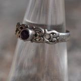 Vintage Sterling Red Glass Ring 5.5