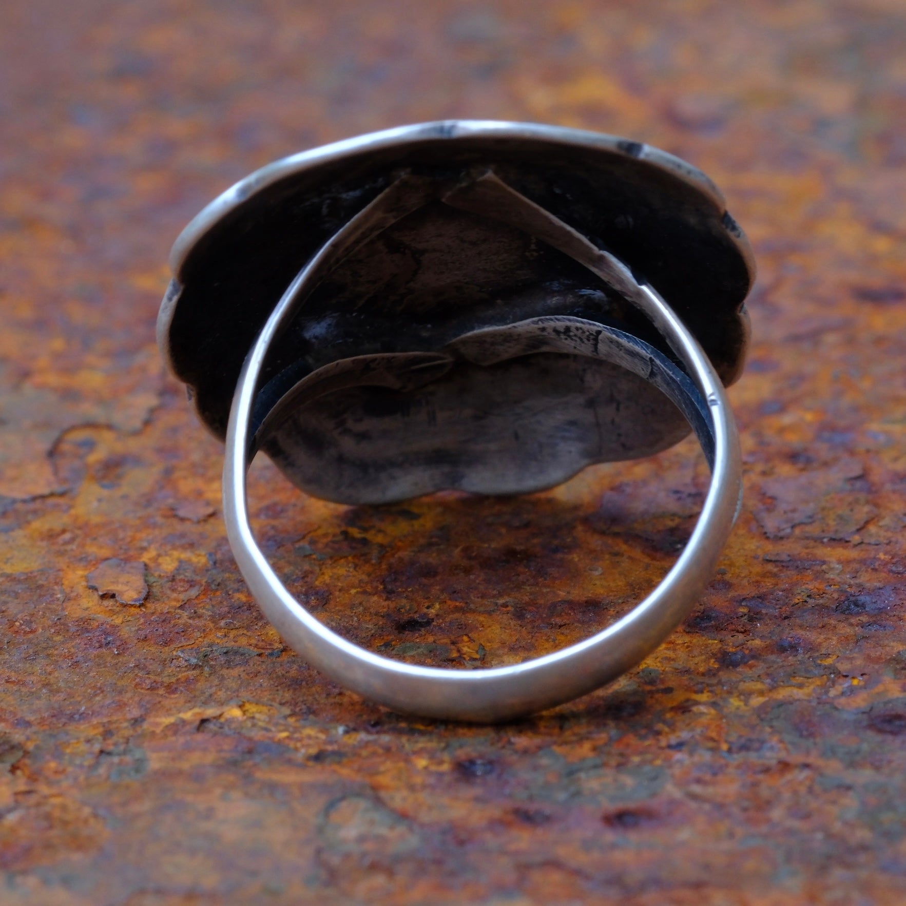 Vintage Sterling Stamped Concho Ring 8.75