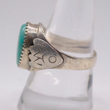 Vintage Sterling Turquoise Stamped Band Ring 9