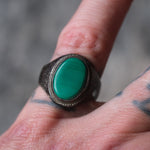 Vintage Sterling Malachite Signet Ring 7.25