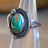 Vintage Sterling Turquoise Feather Ring 6.25