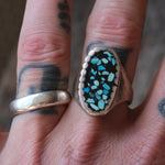 Vintage Sterling Turquoise Chip Inlay Ring 10