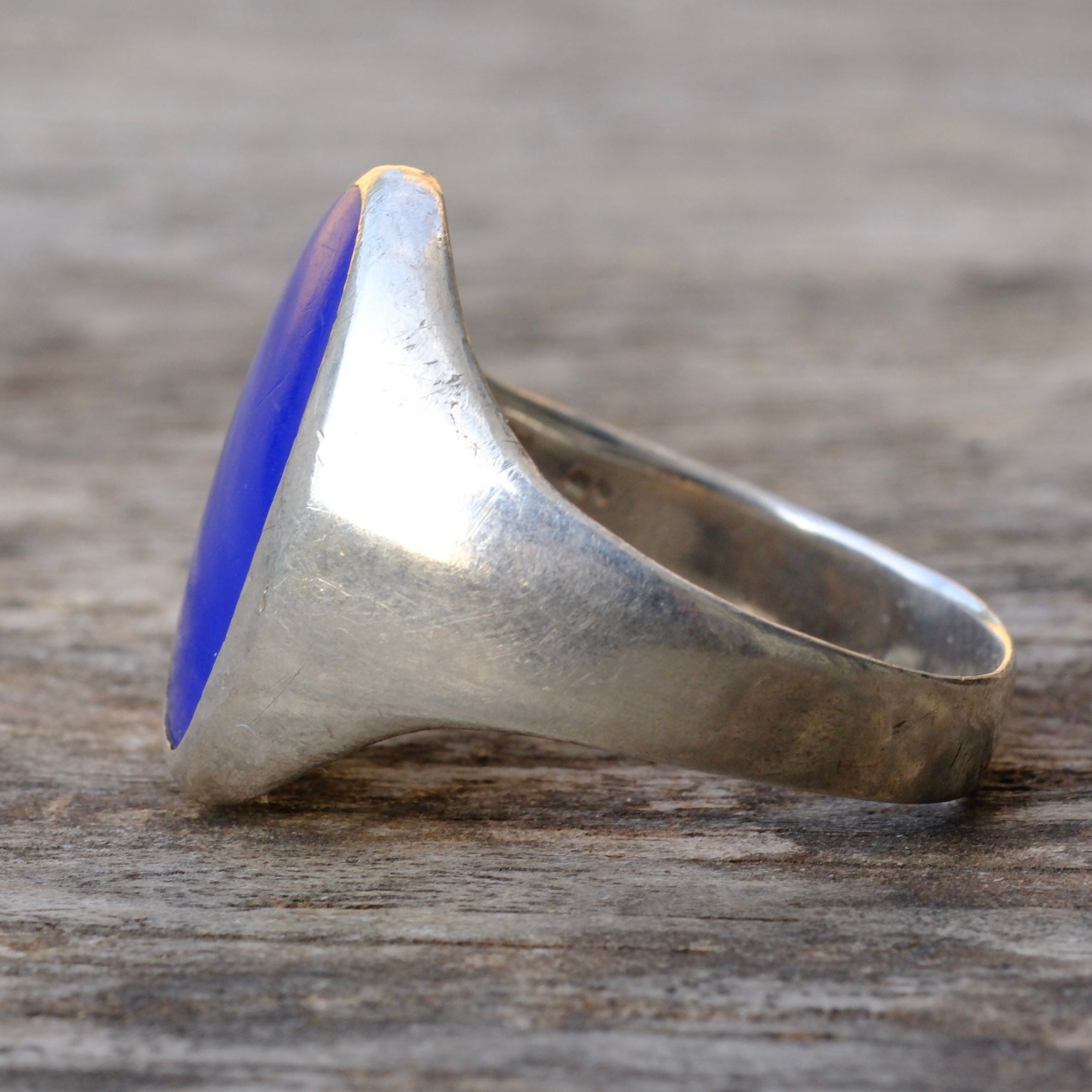 Vintage Sterling Lapis Signet Ring 13.75