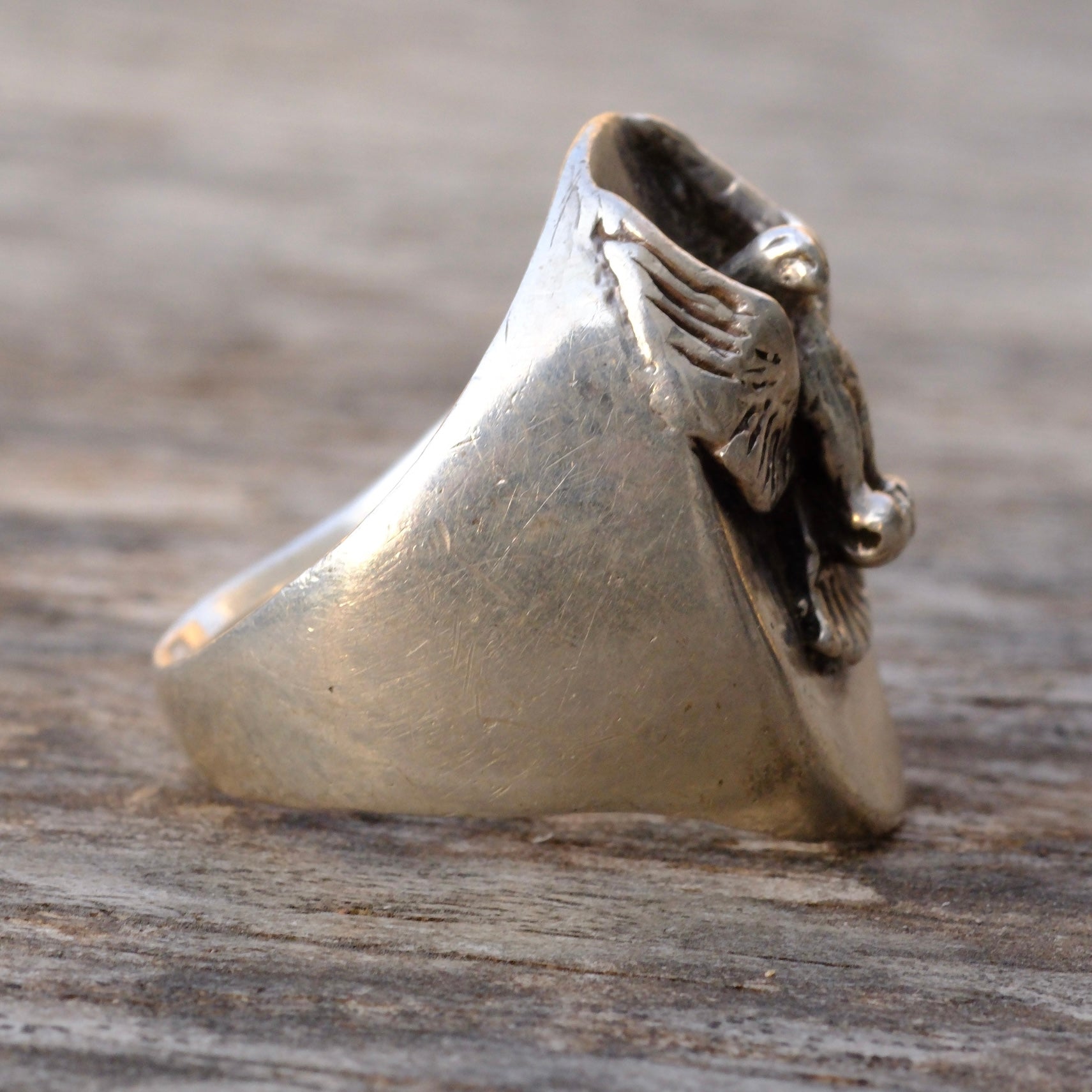 Vintage Sterling Silver Eagle Signet Ring 9
