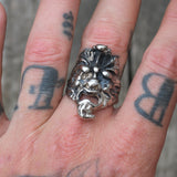 Vintage White Bronze Biker Ring 9