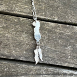 Vintage Sterling 2-Stone Turquoise Feather Necklace