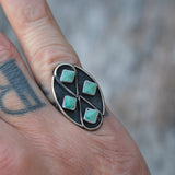 Vintage Sterling Turquoise Cluster Ring 4.5