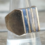 Vintage Sterling Sodalite Inlay Striper Ring 10.5