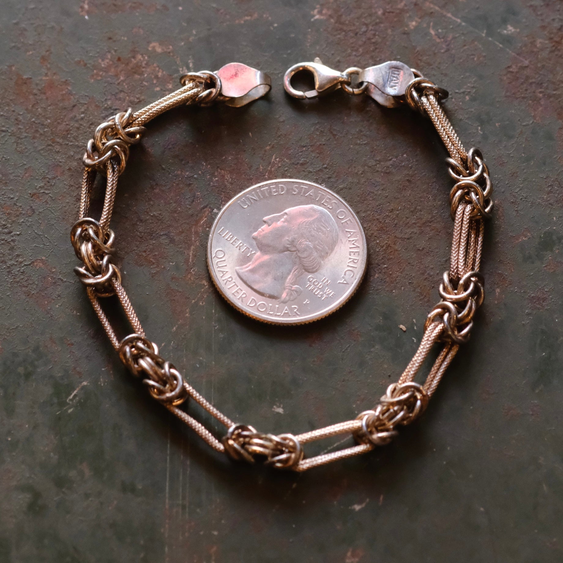 Vintage Sterling Silver Fancy Knotted Chain Bracelet