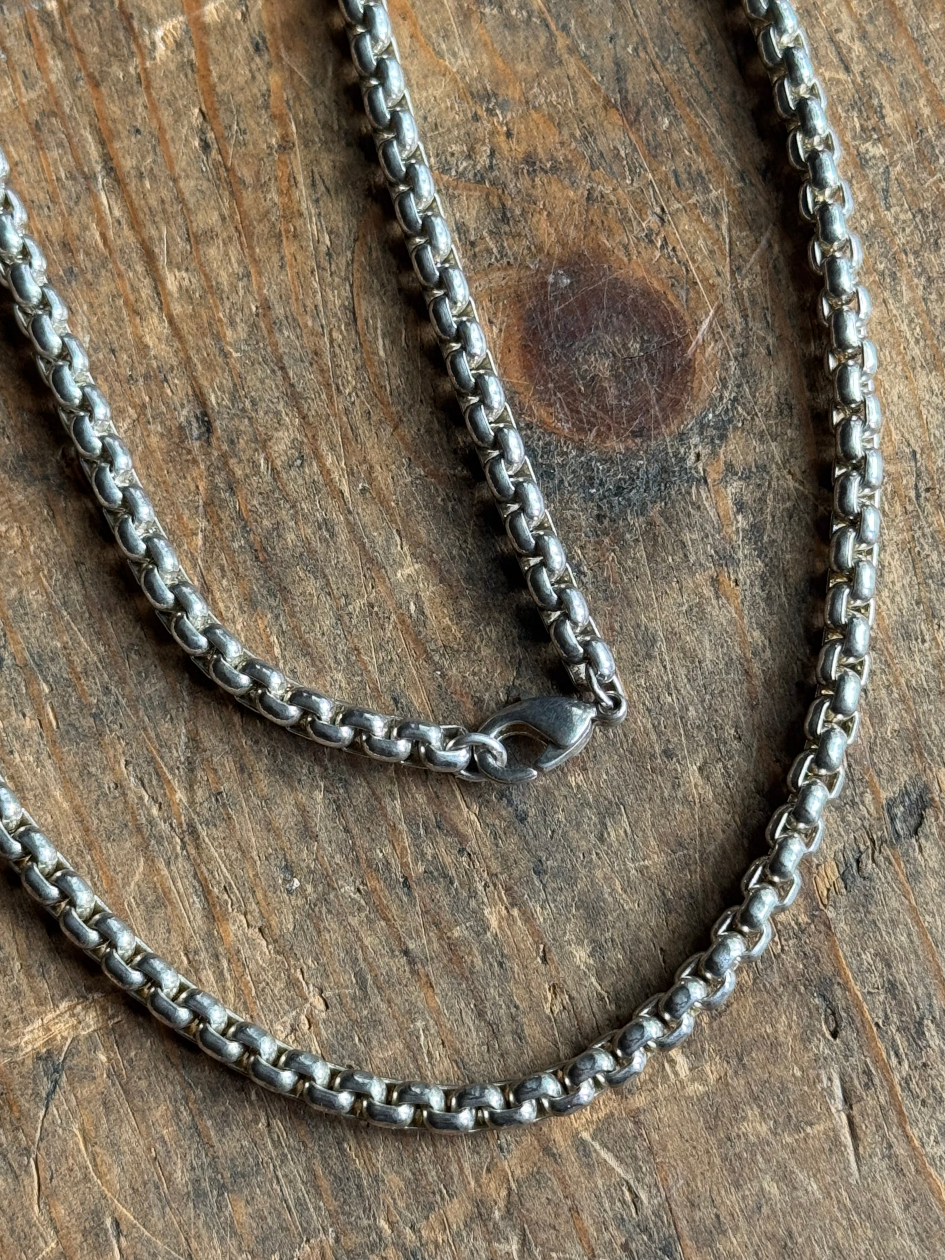 Vintage Sterling Silver 18” Round Box Chain