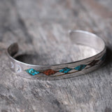 Vintage Sterling Crushed Turquoise and Coral Cuff