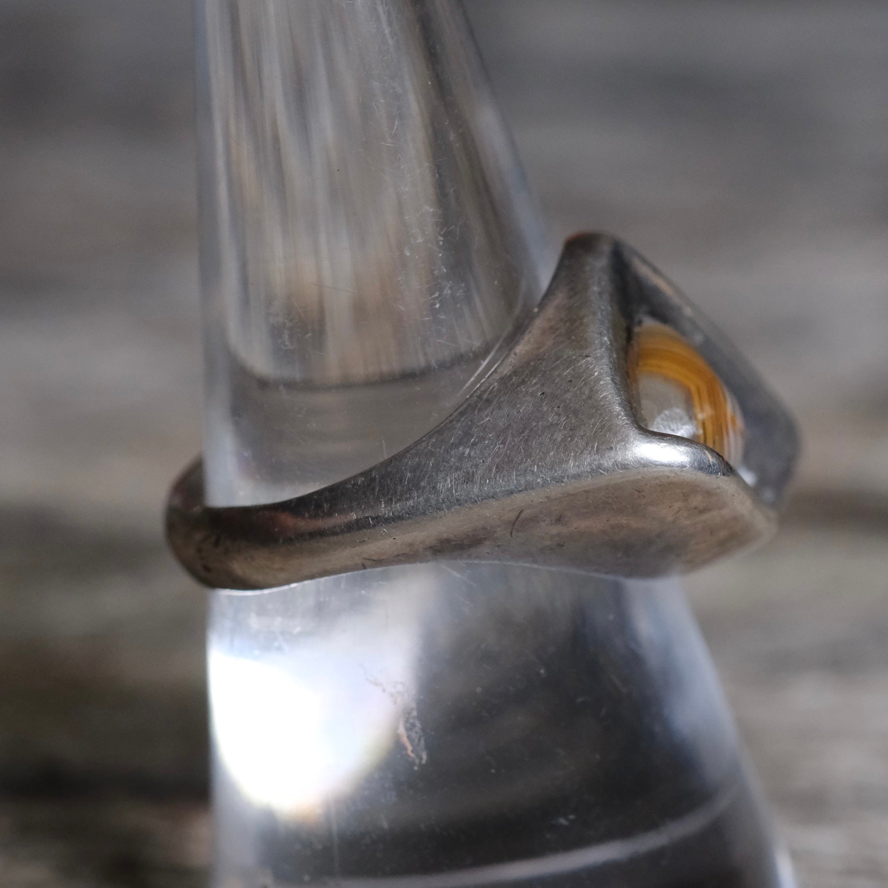 Vintage Sterling Agate Modernist Ring 7.75