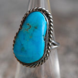 Vintage Sterling Turquoise Roper Ring 5.5
