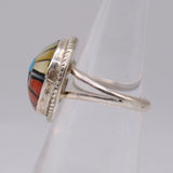 Vintage Sterling Mutlistone Inlay Zuni Sunface Ring 5