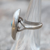 Vintage Sterling Turquoise Shadowbox Ring 4.5