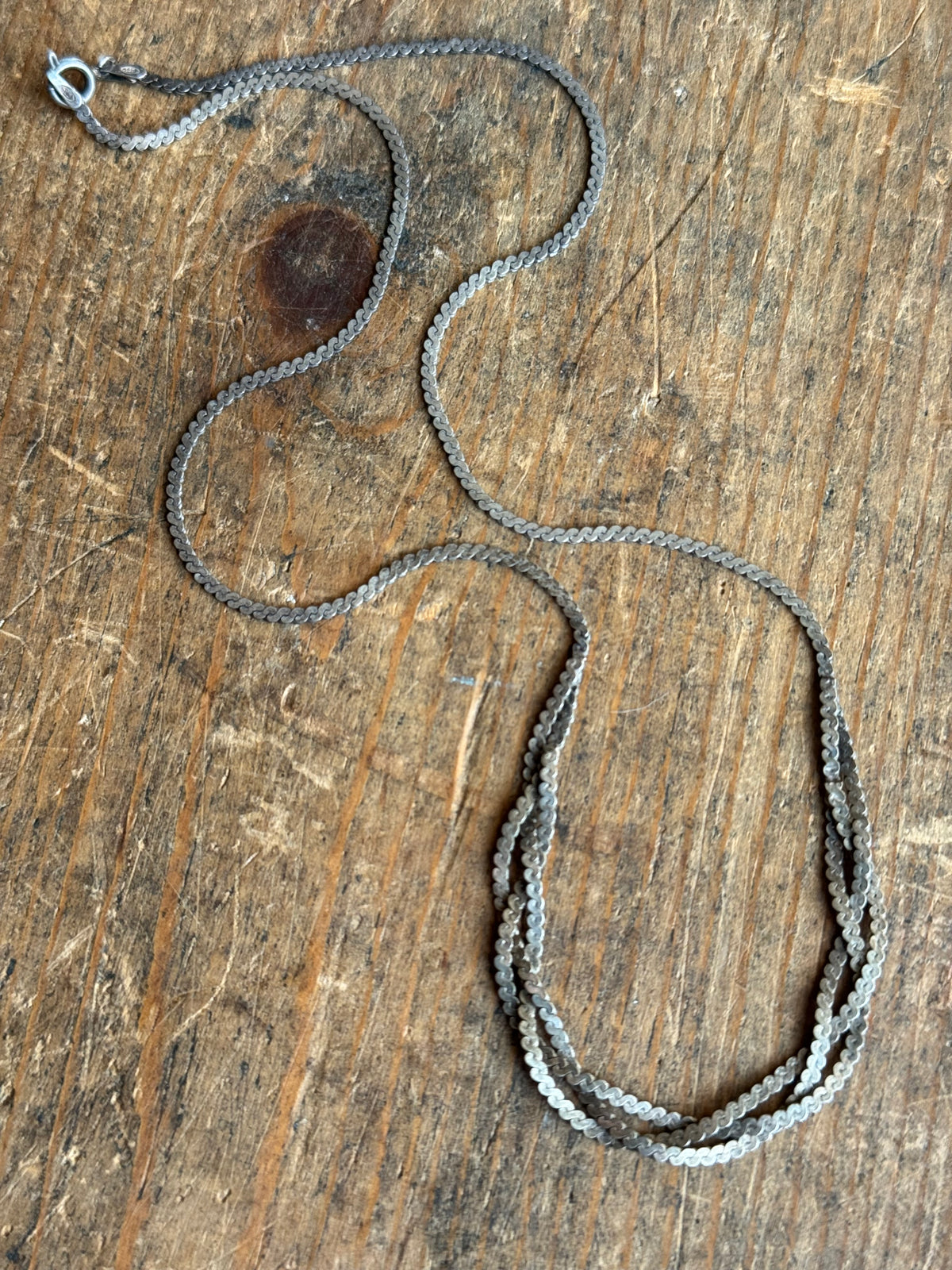 Vintage Sterling Silver 18” Braided Serpentine Chain