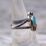 Vintage Sterling Turquoise Florette Ring 5.5