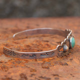 Vintage Sterling Turquoise Stamped Cuff Bracelet