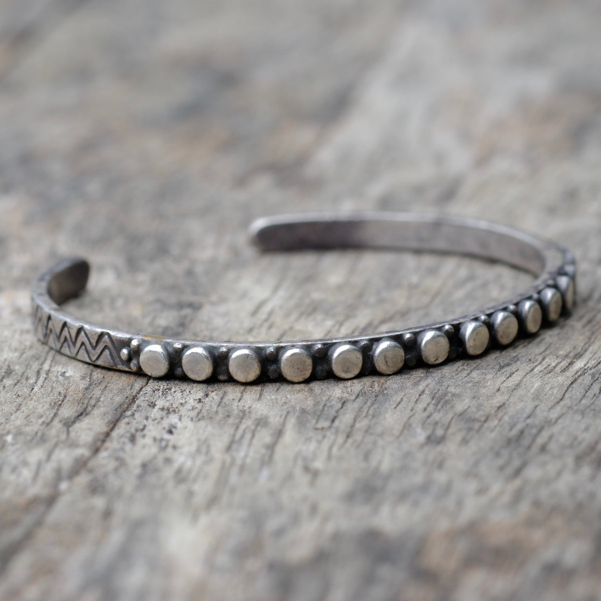 Vintage Sterling Silver Stamped Cuff Bracelet