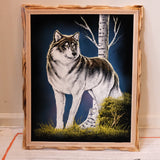 Framed Wolf Velvet Painting