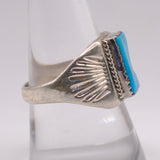 Vintage Sterling Turquoise Stamped Band Ring 9.75
