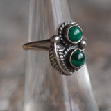 Vintage Sterling 2-Stone Malachite Ring 6