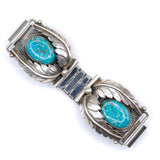 Vintage Sterling Turquoise Feather Watch Band