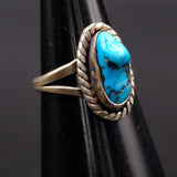 Vintage Sterling Turquoise Roper Ring 6.25