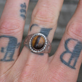 Vintage Sterling Tigers Eye Ring 8.75