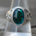 1980's Vintage Sterling Abalone Stamped Arrows Ring