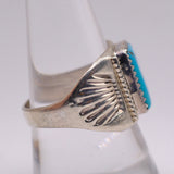 Vintage Sterling Turquoise Stamped Band Ring 9.5