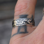 Vintage Sterling Engraved Floral Band Ring 5.75