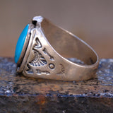 Vintage Sterling Turquoise Lucky Horseshoe Ring 10.25