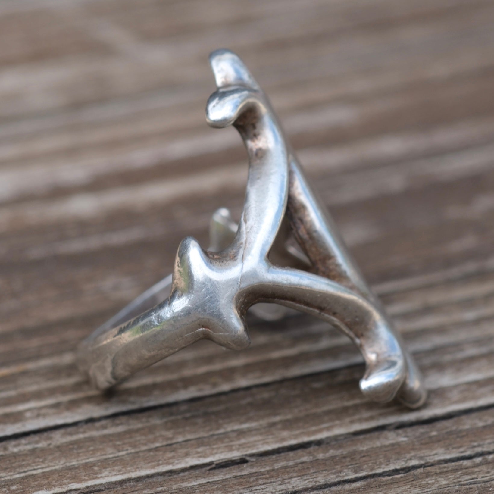Vintage Sterling Silver Sandcast Ring 5.75
